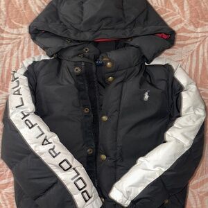 Ralph Lauren, Size 8, Puffer Coat in Navy and White